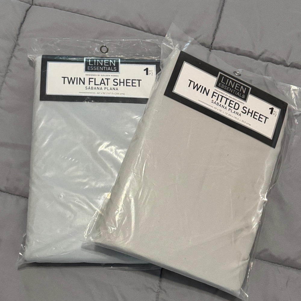 Essentials Twin Sheet Set - Soft Gray and Cream